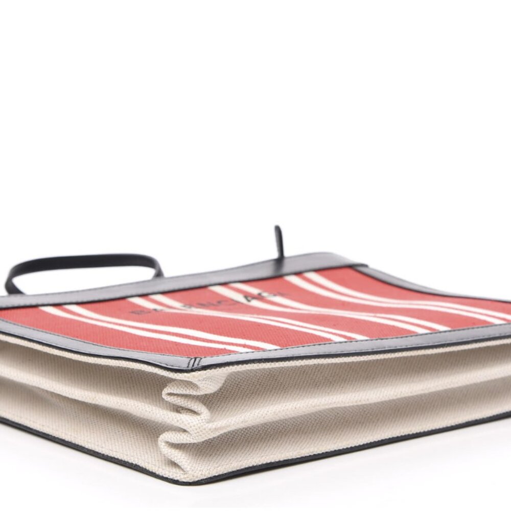 Balenciaga  Cotton Canvas Striped Pochette Crossbody Bag Red - Picture 5 of 5